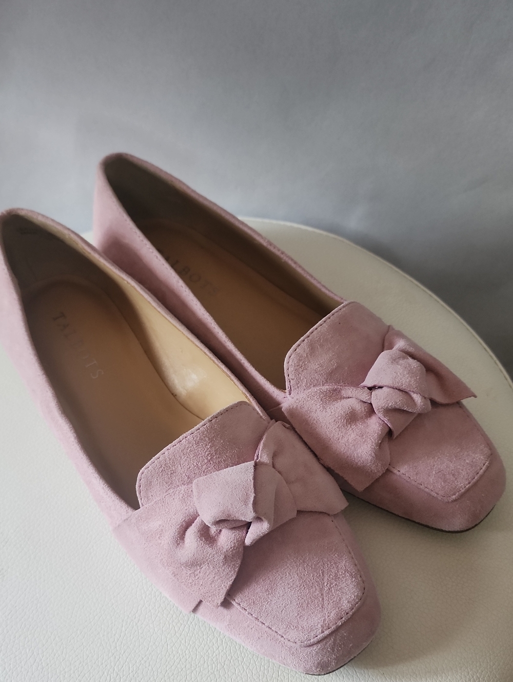 Talbots Dusty Pink Suede Knot Loafers